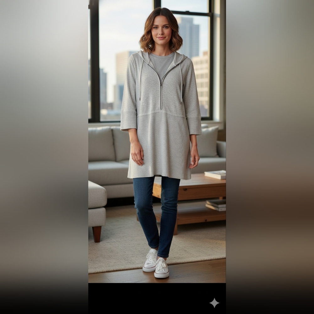 WinterSilks Light Gray Knit Top Size M - Picture 17 of 17